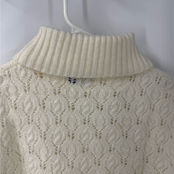 Ship’n shore vintage open cable knit turtleneck ivory sweater S/M - Picture 4 of 9
